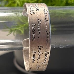 Silver Engraved Inspiration Cuff Bracelet